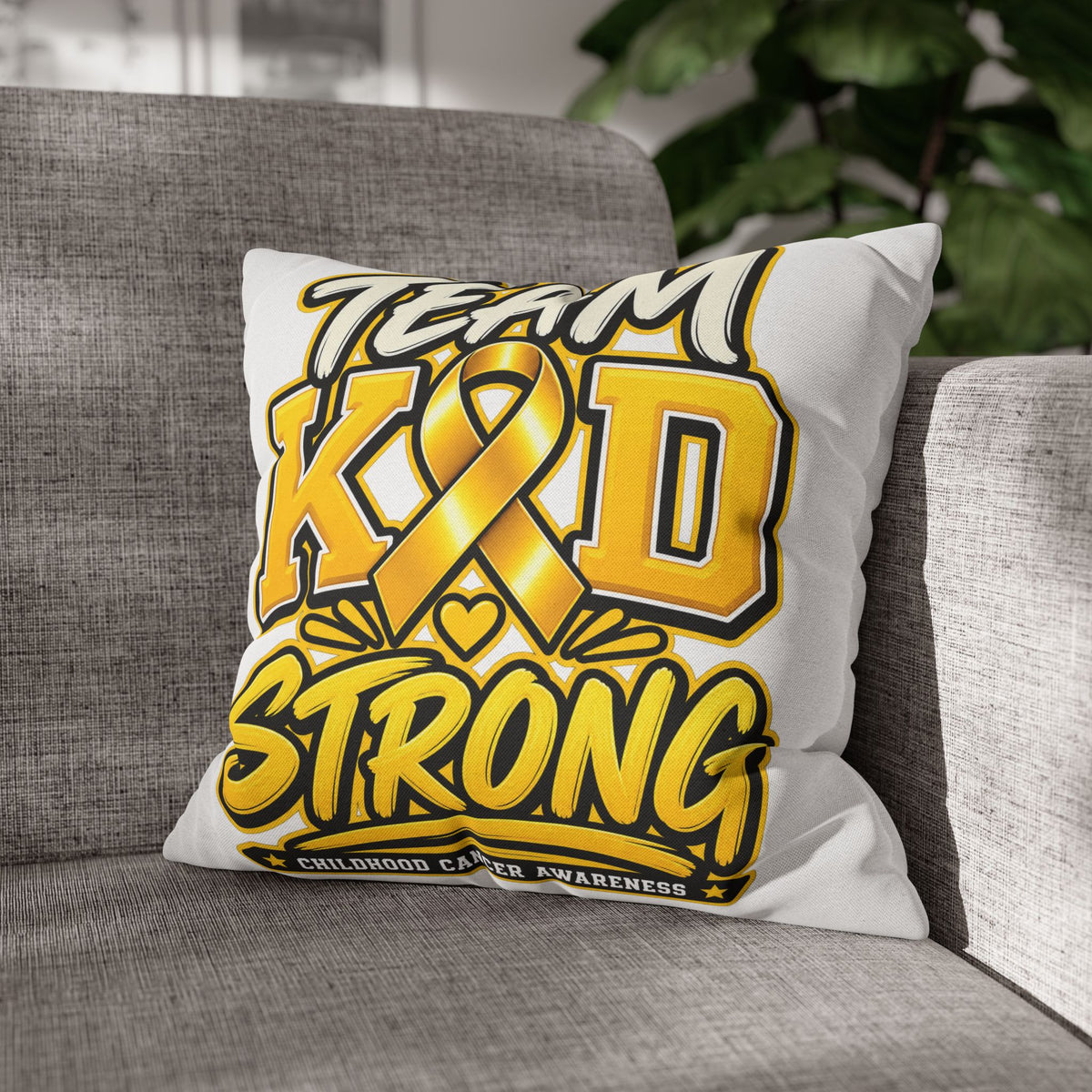 Team KID Strong Childhood Cancer Awareness Square Pillowcase