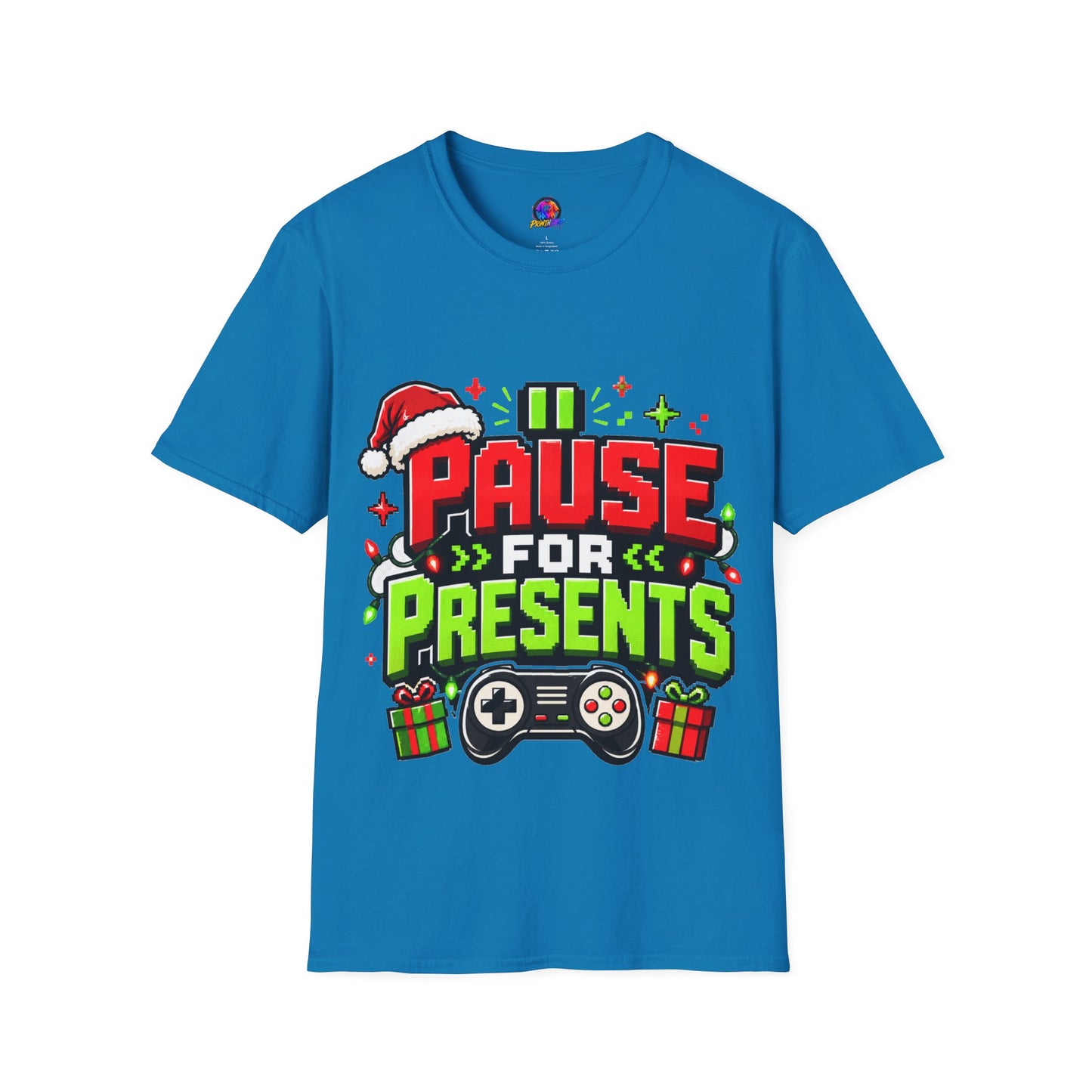 T-Shirt — "Pause for Presents" Christmas Gamer Tee