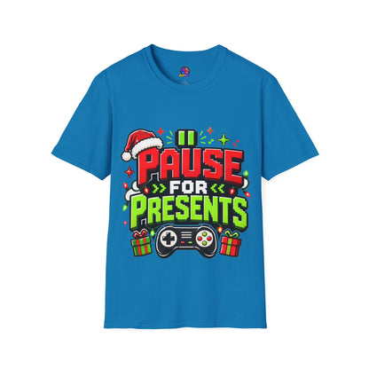 T-Shirt — "Pause for Presents" Christmas Gamer Tee