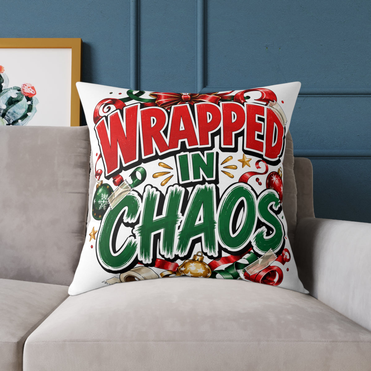 Christmas Wrapped in Chaos Holiday Throw Pillow