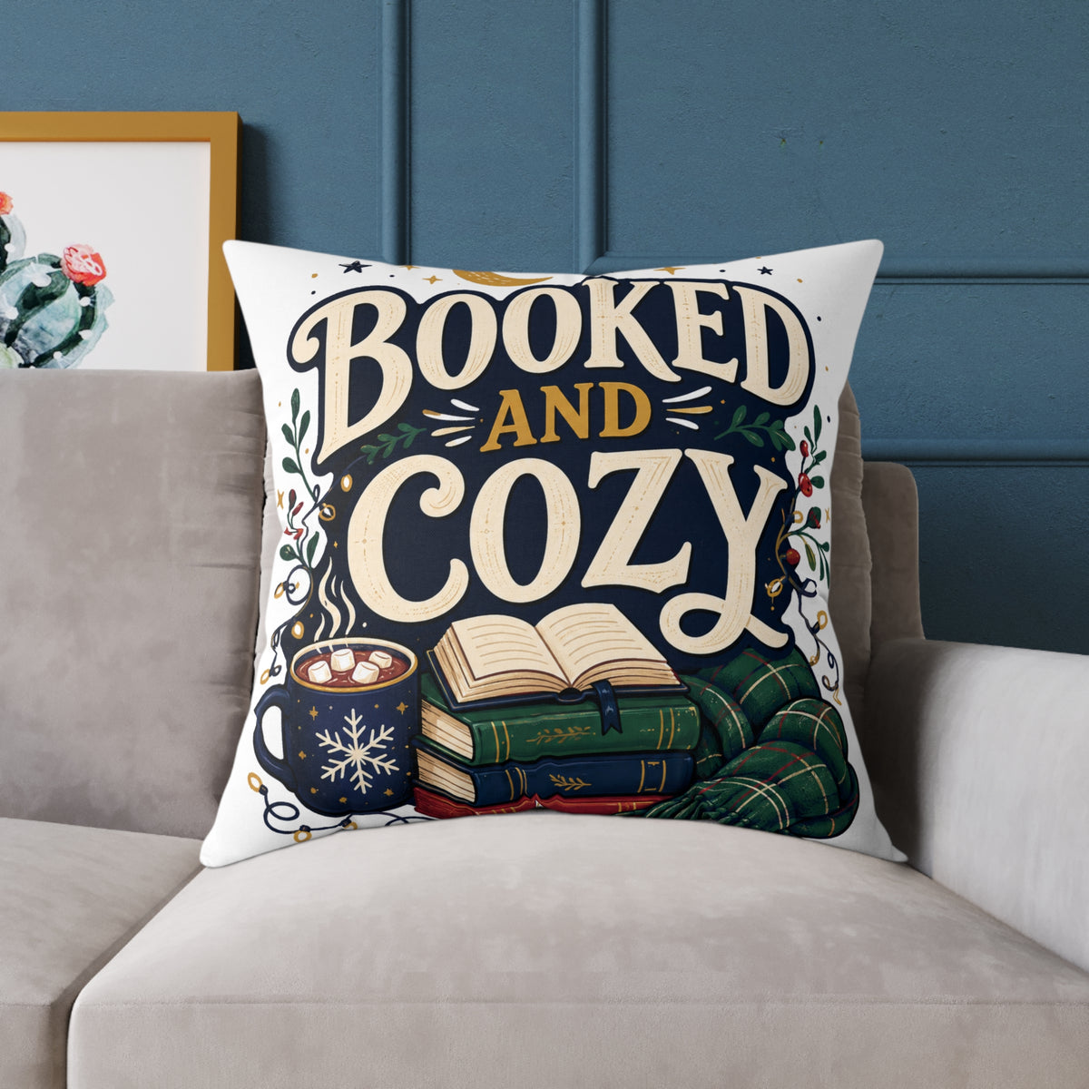 Modern Day Christmas Booked And Cozy Square Pillow