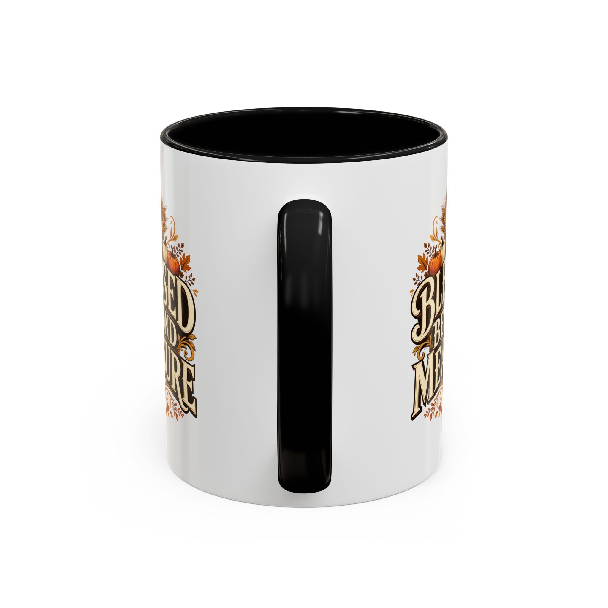 Thanksgiving Mug Blessed Beyond Measure Accent Coffee Mug — Fall Pumpkin & Wheat Autumn Faith Mug