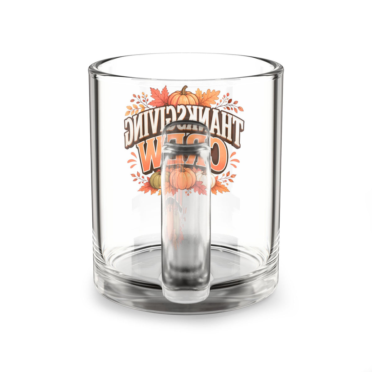 Thanksgiving Crew Glass Mug – 10oz Holiday Pumpkin Coffee Cup