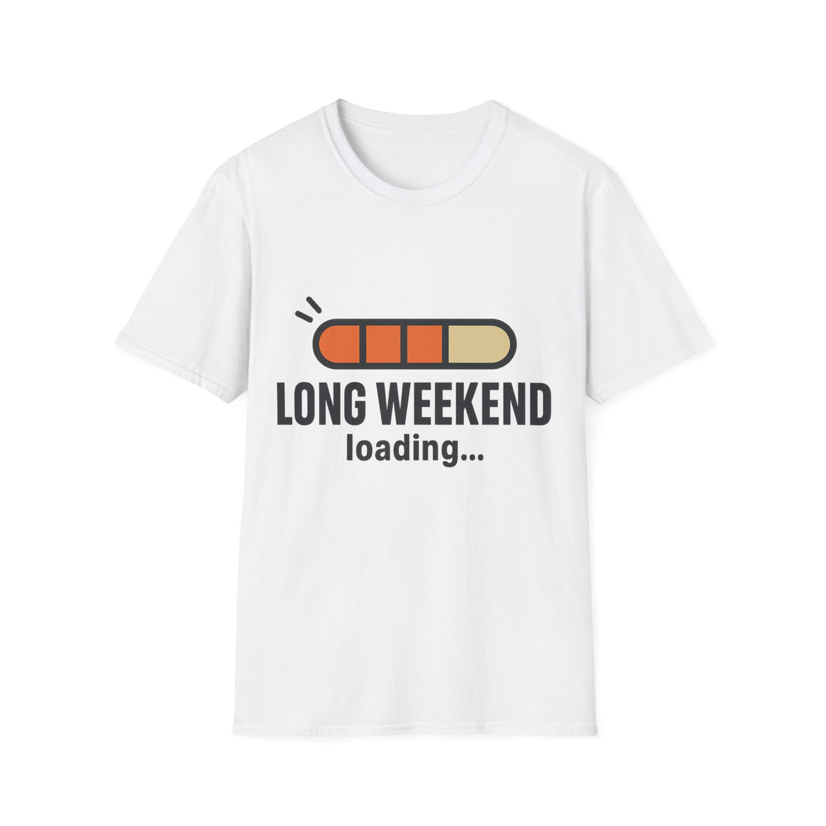 Long Weekend Loading Battery Tee - Funny Work Vacation Graphic T-Shirt - Trending Now - September 2026