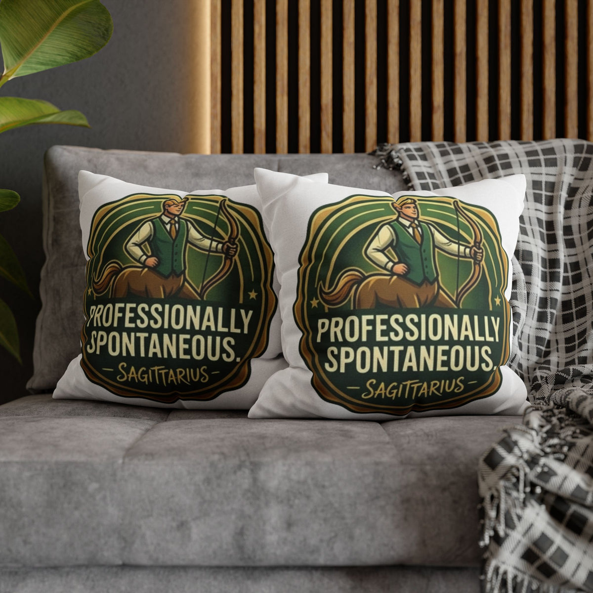 Sagittarius Pillowcase — "Professionally Spontaneous" Zodiac Decor