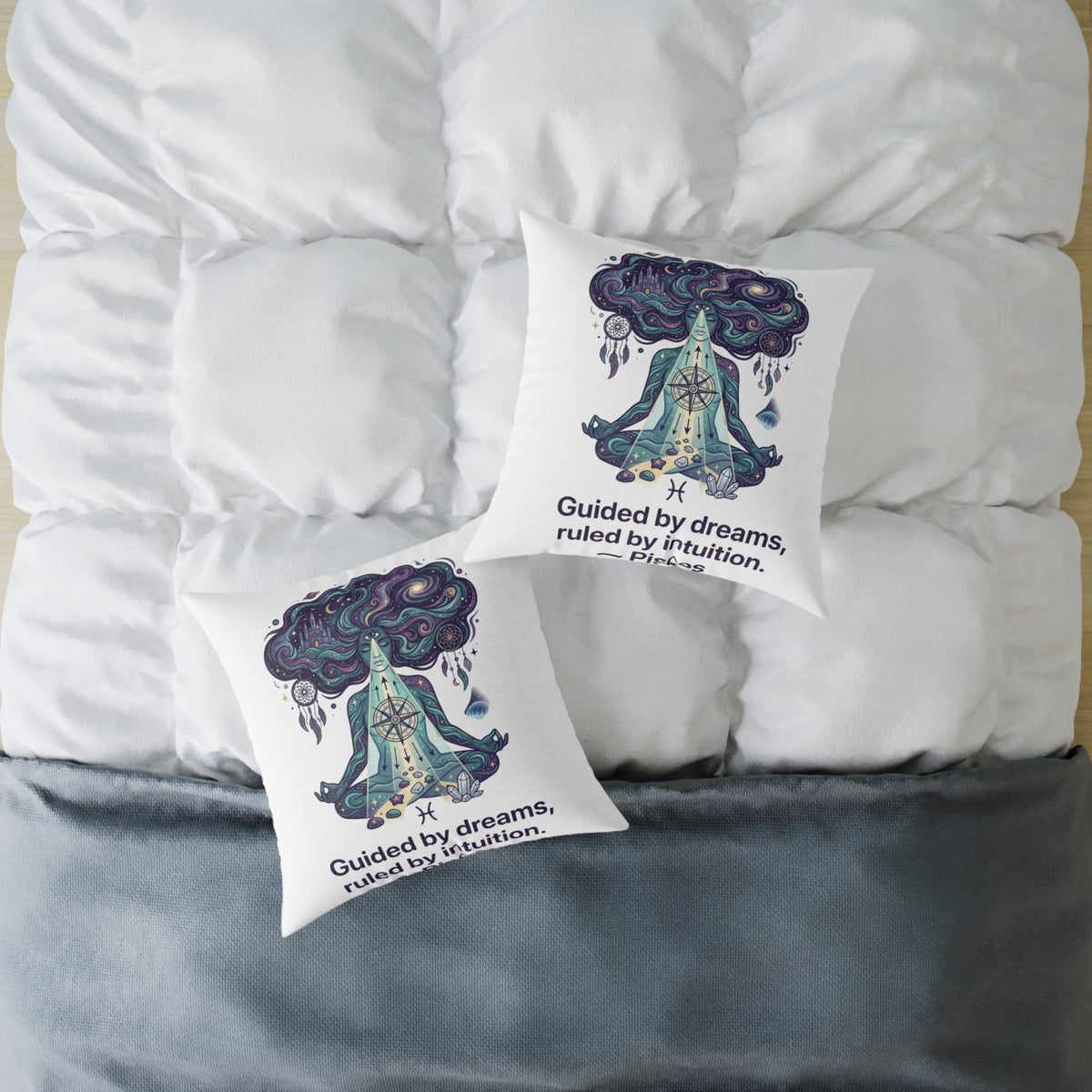 Pisces Zodiac Guided By Dreams Square Poly Canvas Pillow