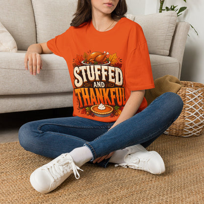 Thanksgiving T-Shirt — "Stuffed and Thankful" Turkey Design