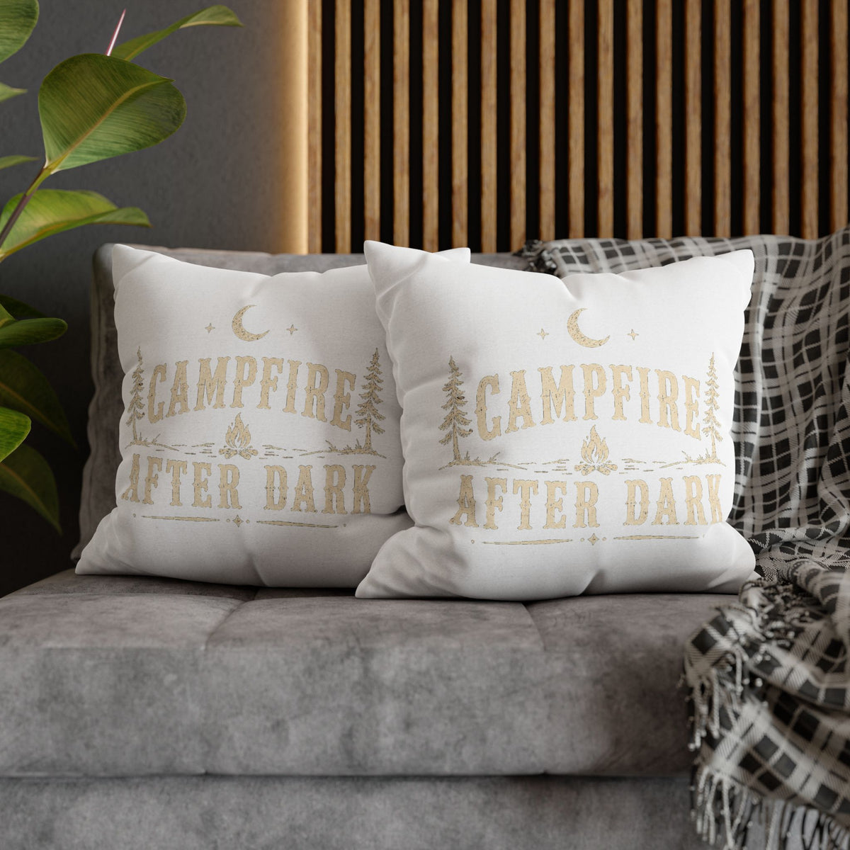 Campfire After Dark Throw Pillowcase Milo Bailey Dog Dad Mom – Rustic Outdoor Camping Accent