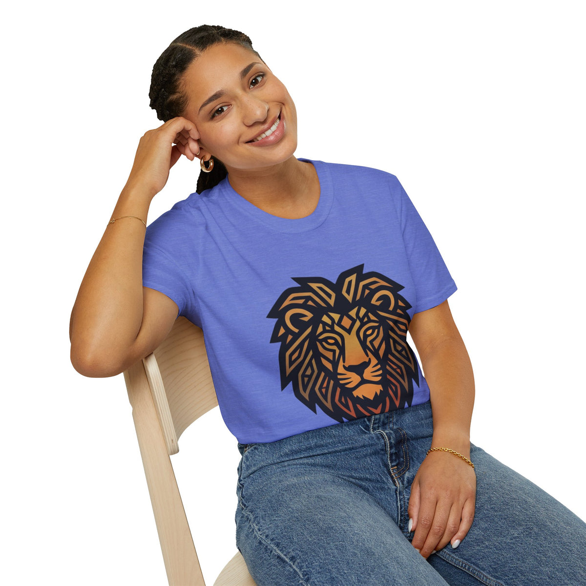Leo Zodiac Lion Head T-Shirt — Geometric Tribal Lion Graphic Tee