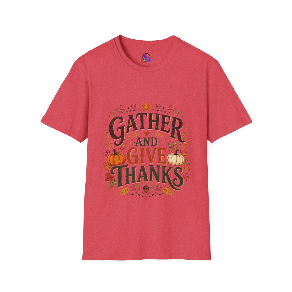 Thanksgiving T-Shirt Gather and Give Thanks T-Shirt — Thanksgiving Fall Holiday Tee