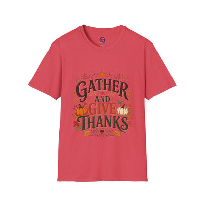 Gather and Give Thanks T-Shirt — Thanksgiving Fall Holiday Tee
