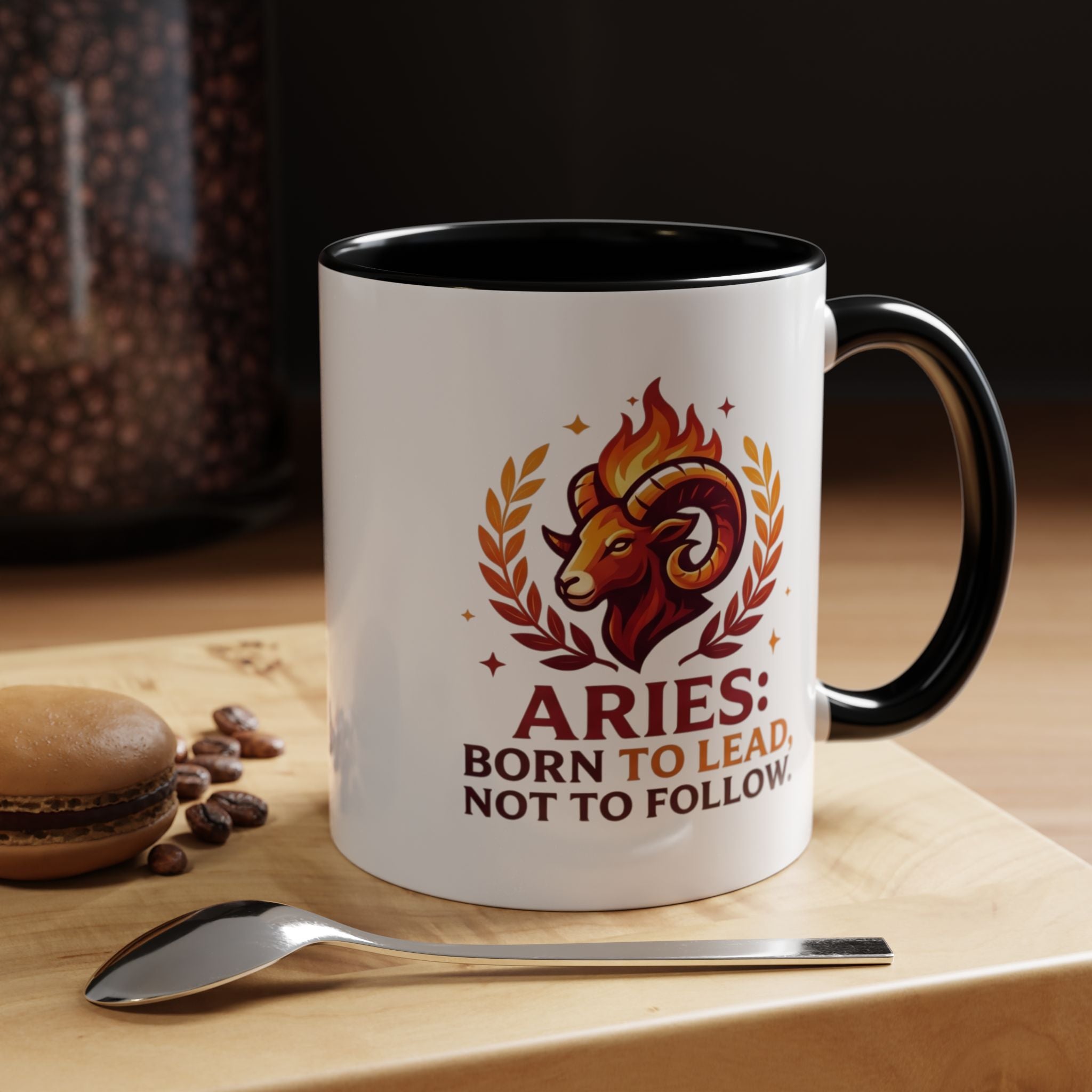 Aries Coffee Mug — "Aries: Born to Lead, Not to Follow" Zodiac Astrology Gift