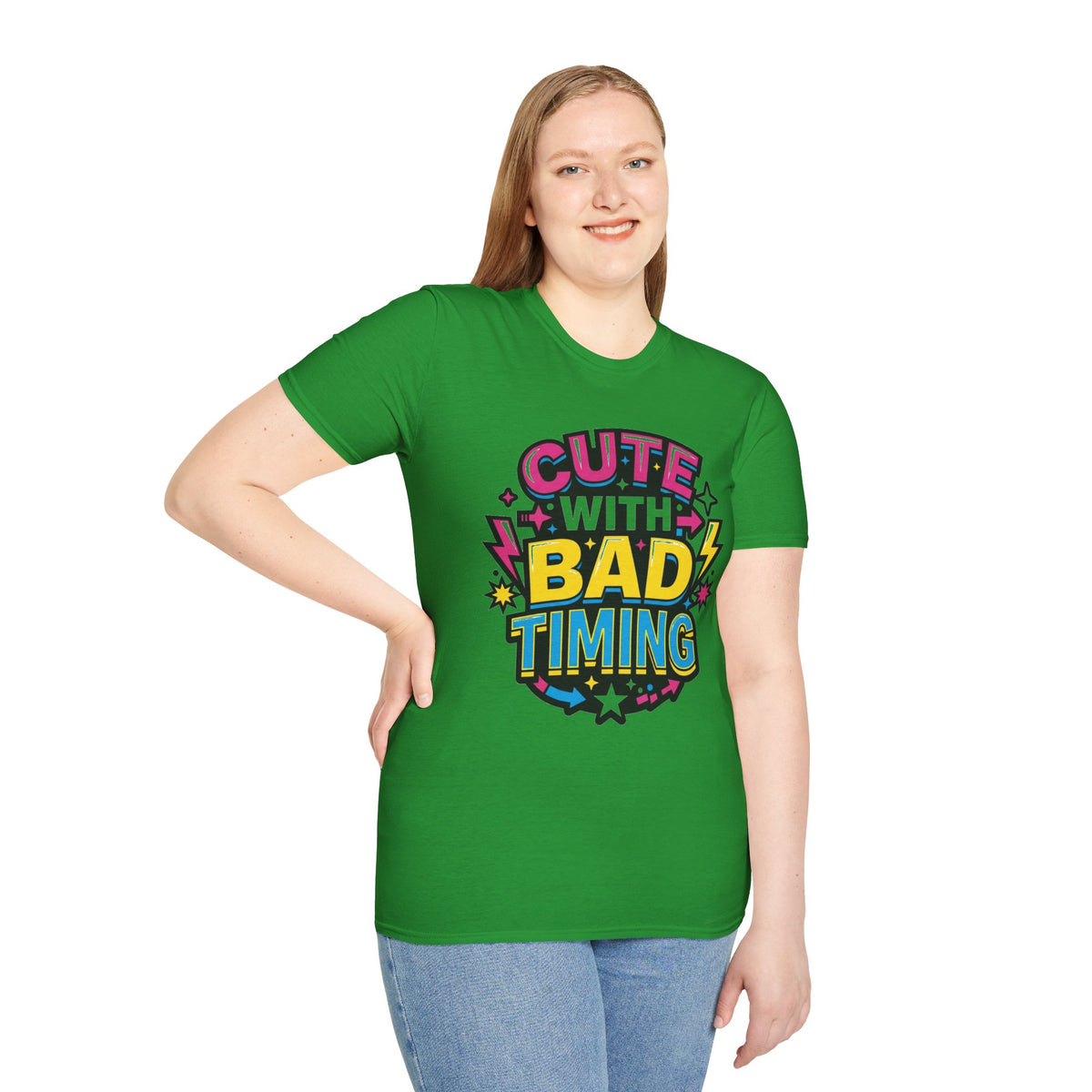 Cute But Bad Timing Graphic T-Shirt — Funny Retro Rainbow Tee - Trending Now - August 2026