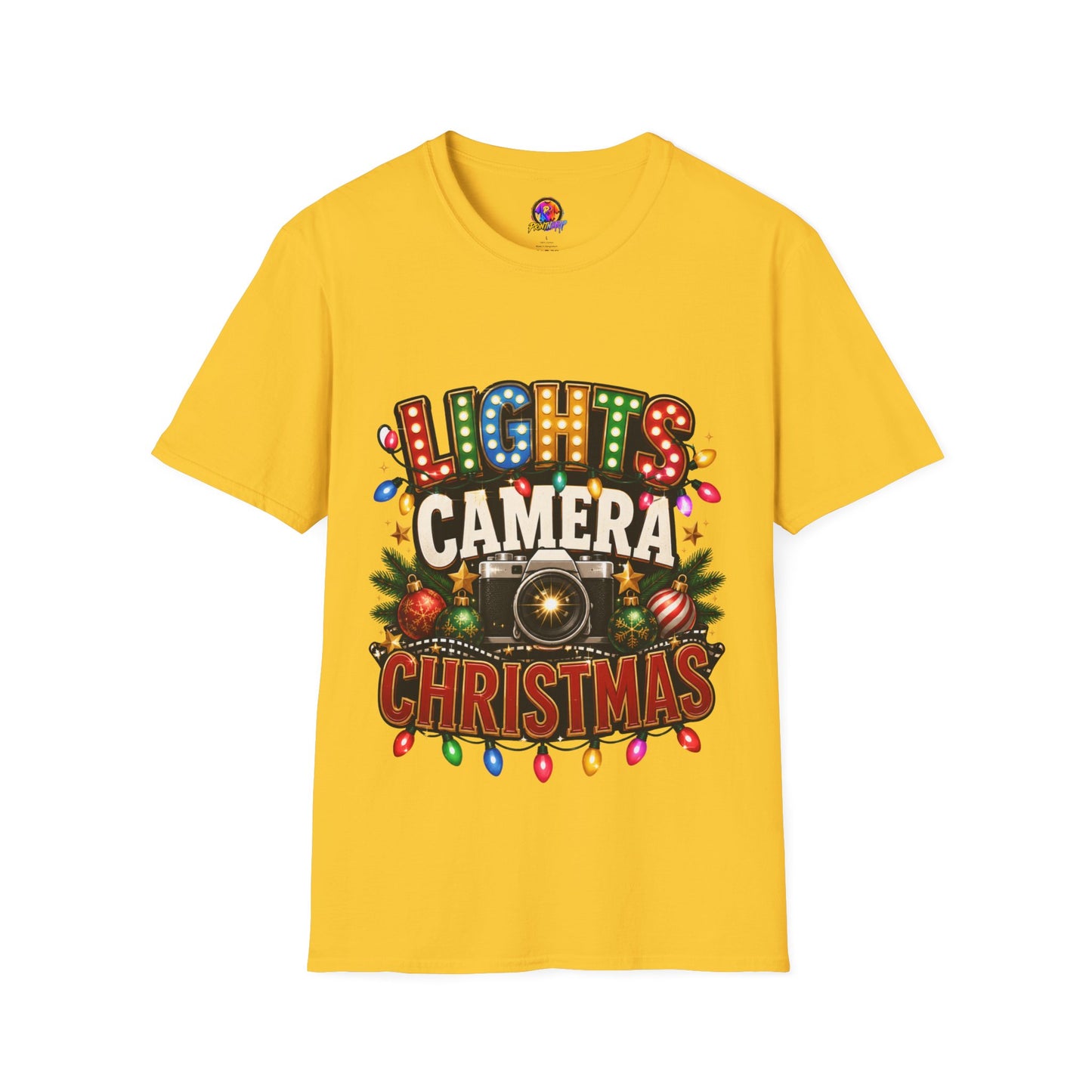 Lights Camera Christmas T-Shirt — Retro Marquee Holiday Tee
