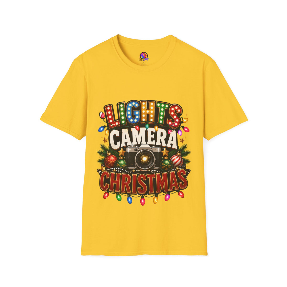 Lights Camera Christmas T-Shirt — Retro Marquee Holiday Tee
