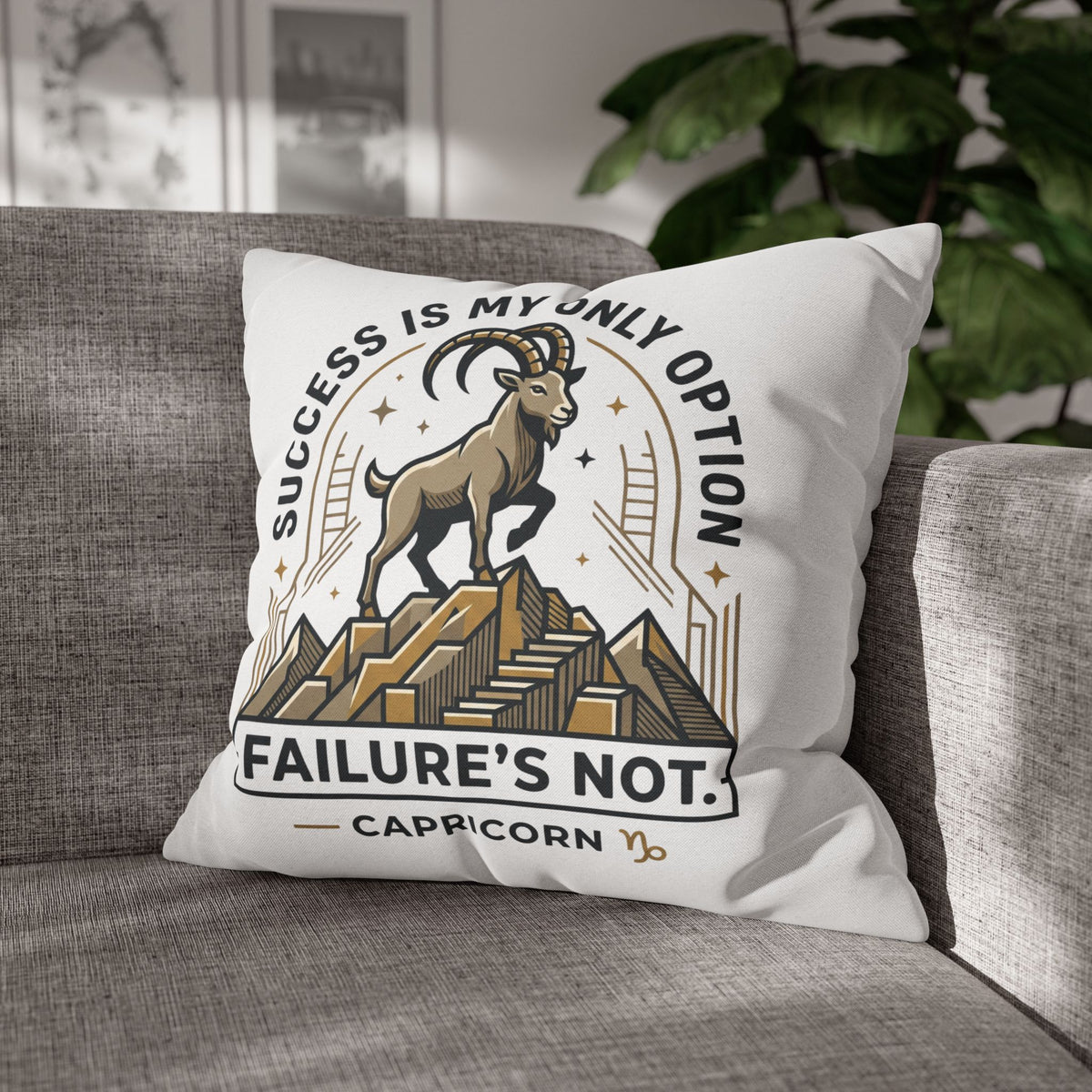 Capricorn Pillowcase – "Success Is My Only Option, Failure's Not" Zodiac Decorative Throw Pillow