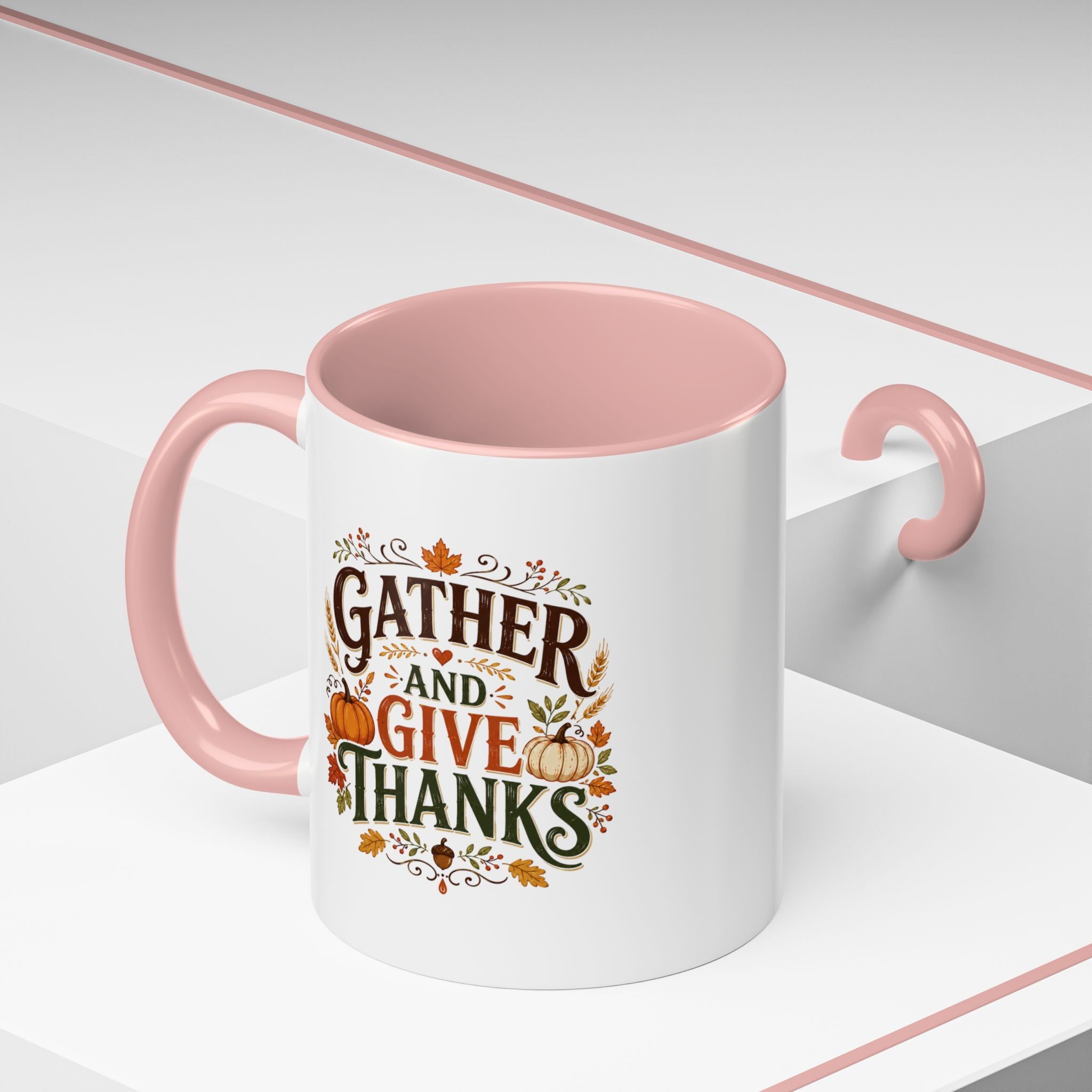 Thanksgiving Mug Gather and Give Thanks Coffee Mug — Thanksgiving Accent Mug