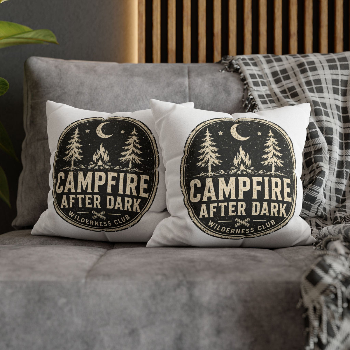 Campfire After Dark Decorative Pillowcase Milo Bailey Dog Dad Mom — Wilderness Camping Accent