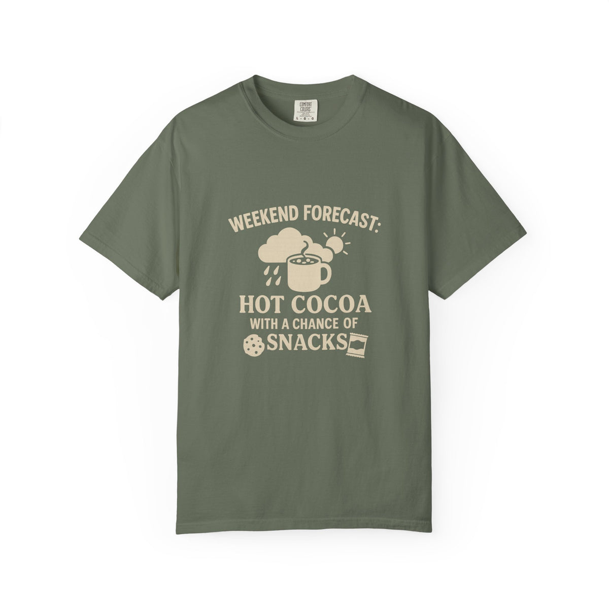 Hot Cocoa & Snacks T-Shirt — “Weekend Forecast: Hot Cocoa with a Chance of Snacks” Cozy Graphic Tee - Trending Now - October 2026