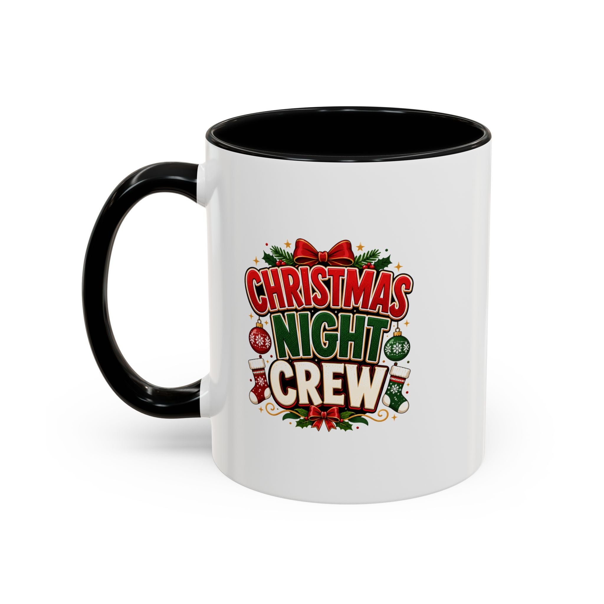 Christmas Night Crew Accent Coffee Mug – Festive Holiday Coffee Cup