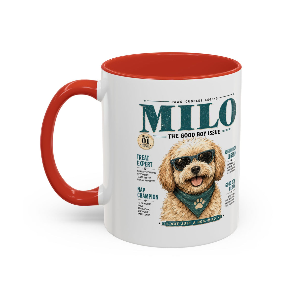Milo Bailey Dog Dad Mom Milo Magazine-Style Accent Coffee Mug — Cute Dog Portrait