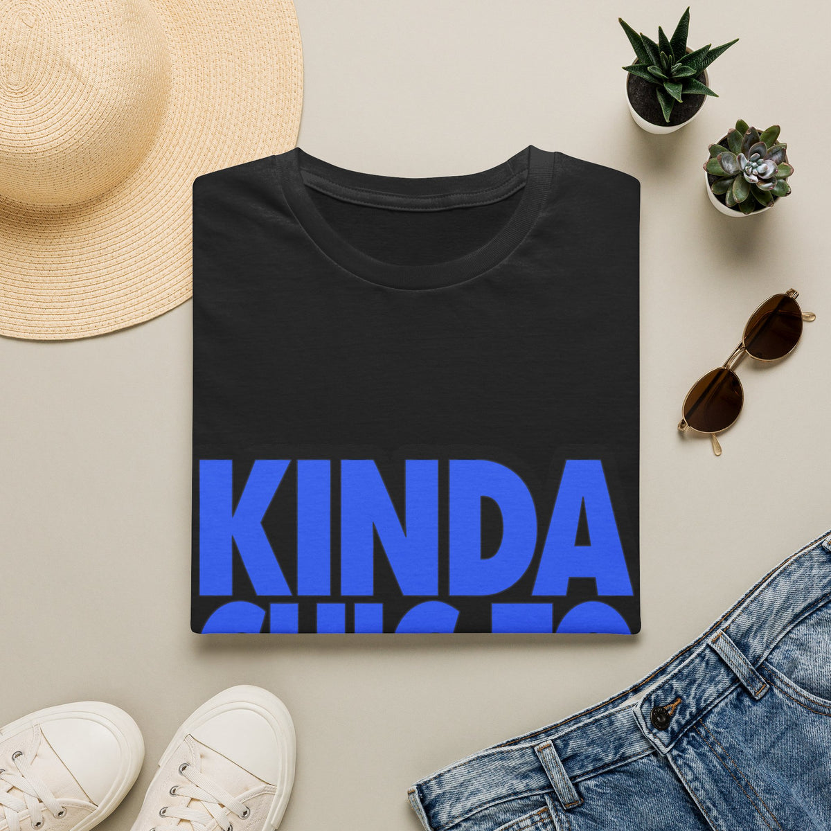 "Kinda Chic To Vanish" Bold Blue Typography Graphic Tee - Trending Now - September 2026
