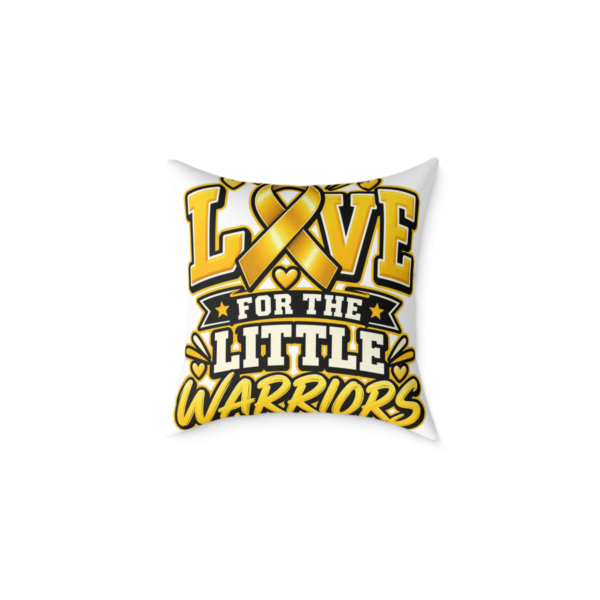Childhood Cancer Square Pillow - "Love for the Little Warriors" Yellow Ribbon Kids Cancer Awareness Throw Pillow