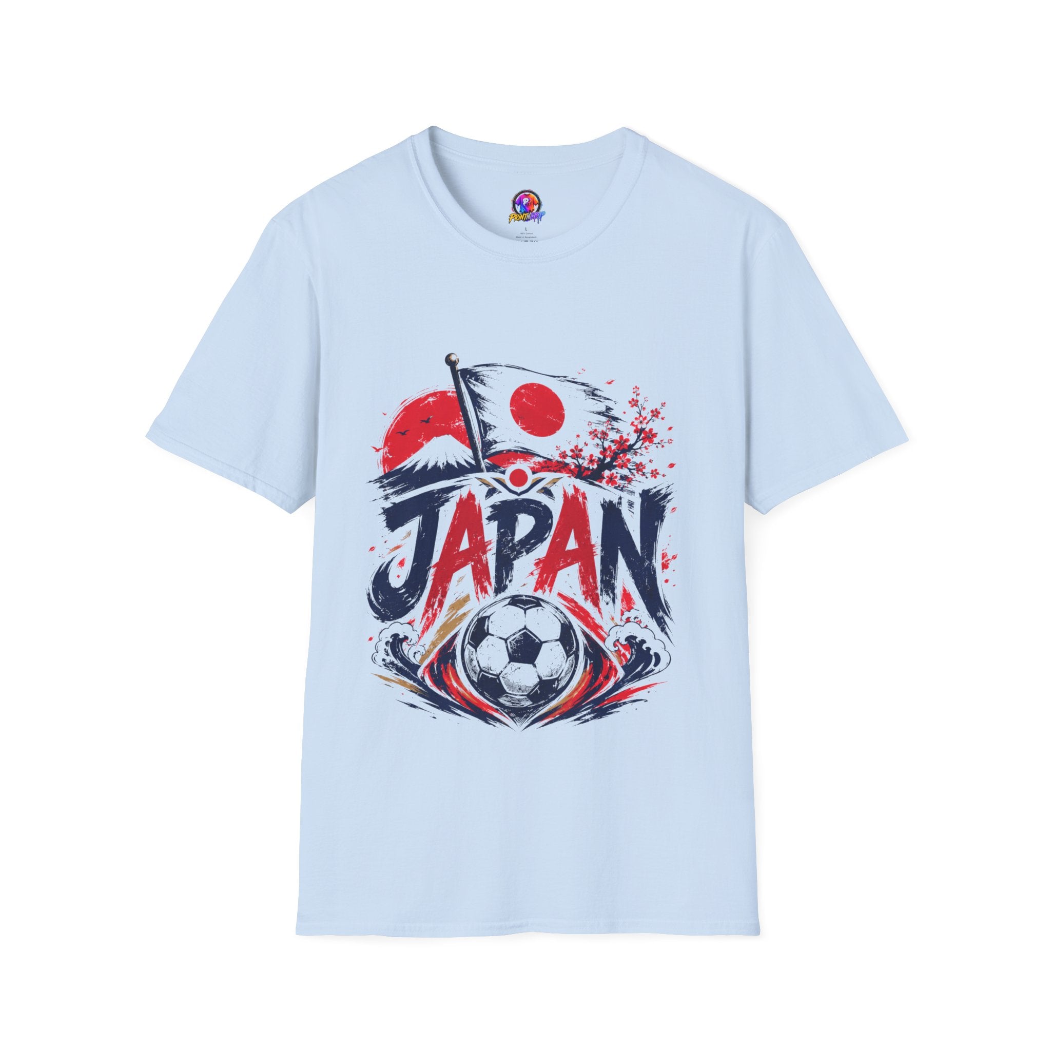 Japan Soccer T-Shirt — Japanese Flag & Cherry Blossom Football Graphic