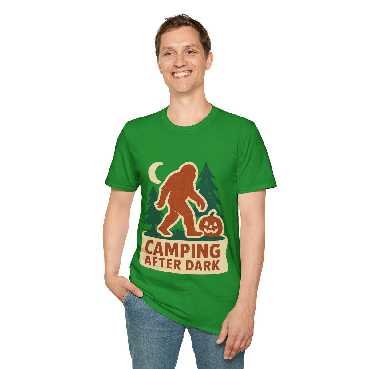 Camping After Dark T‑Shirt — Retro Bigfoot Camp Graphic Tee - Trending Now - August 2026