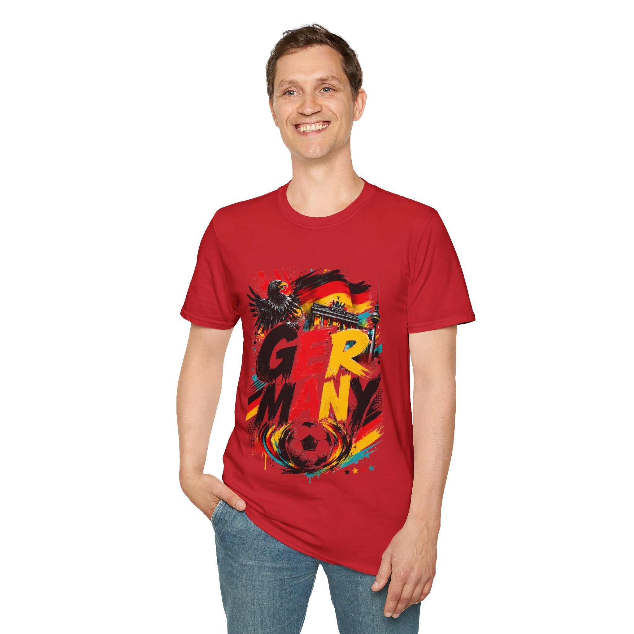Germany Soccer Graphic T‑Shirt — Flag, Eagle & Brandenburger Tor Design