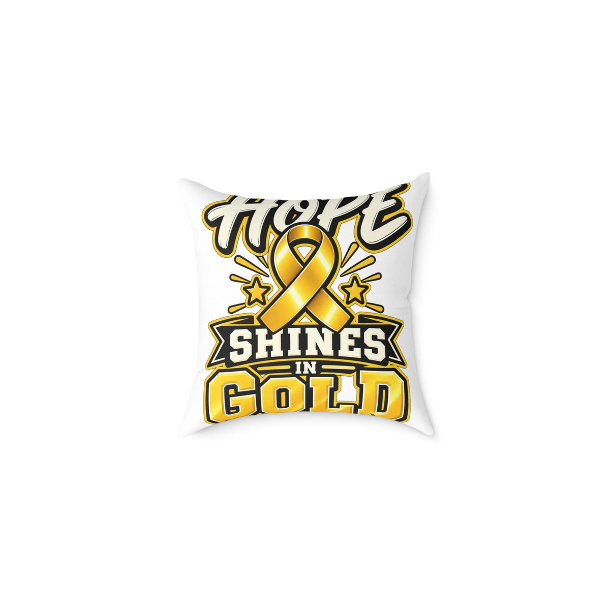 Childhood Cancer Hope Shines in Gold Awareness Ribbon Square Pillow