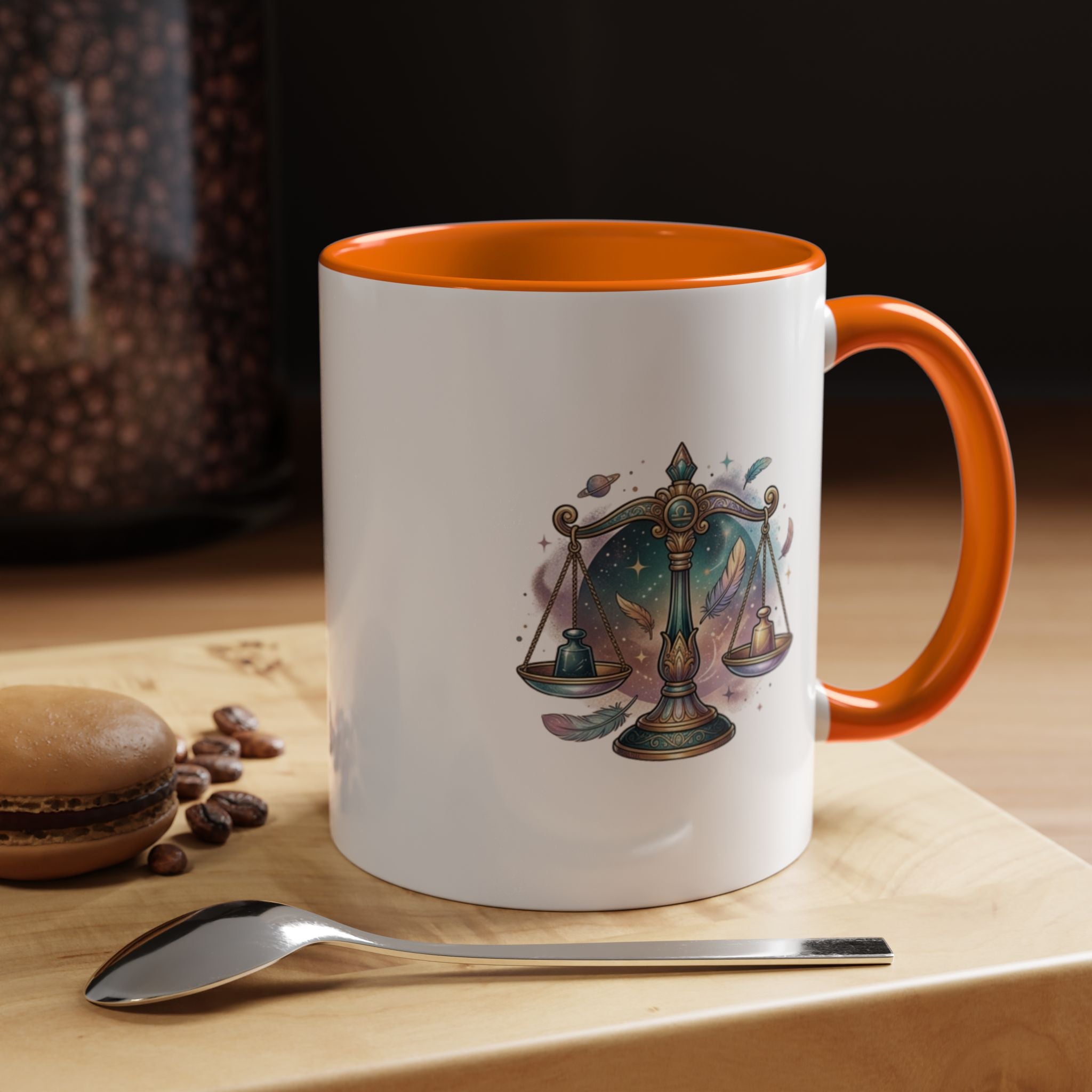 Libra Zodiac Scales Accent Coffee Mug — Astrology Constellation Gift