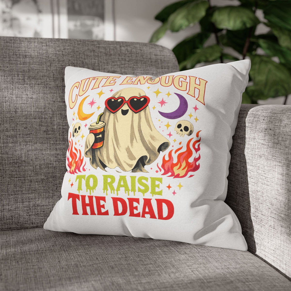 Halloween Cute Enough to Raise the Dead Ghost Pillowcase — Halloween Decorative Throw Pillow Cover