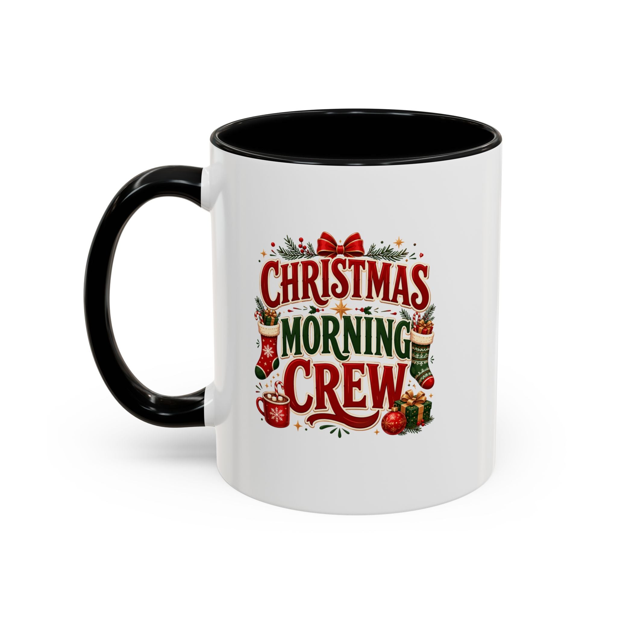 Christmas Morning Crew Accent Coffee Mug – Holiday Coffee Cup