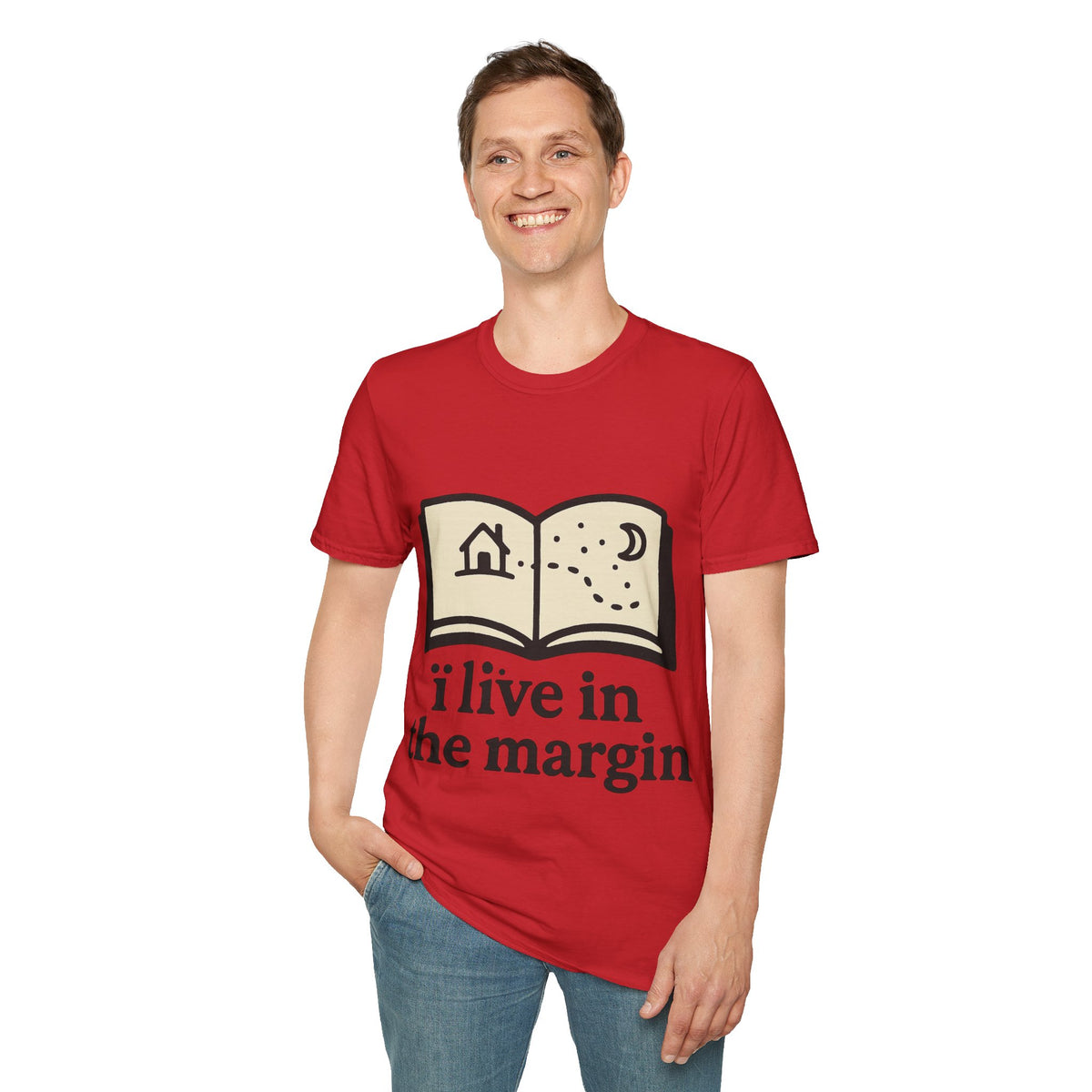 "I Live In The Margin" Bookworm Tee | Cute Celestial Book Graphic T-Shirt - Trending Now - September 2026
