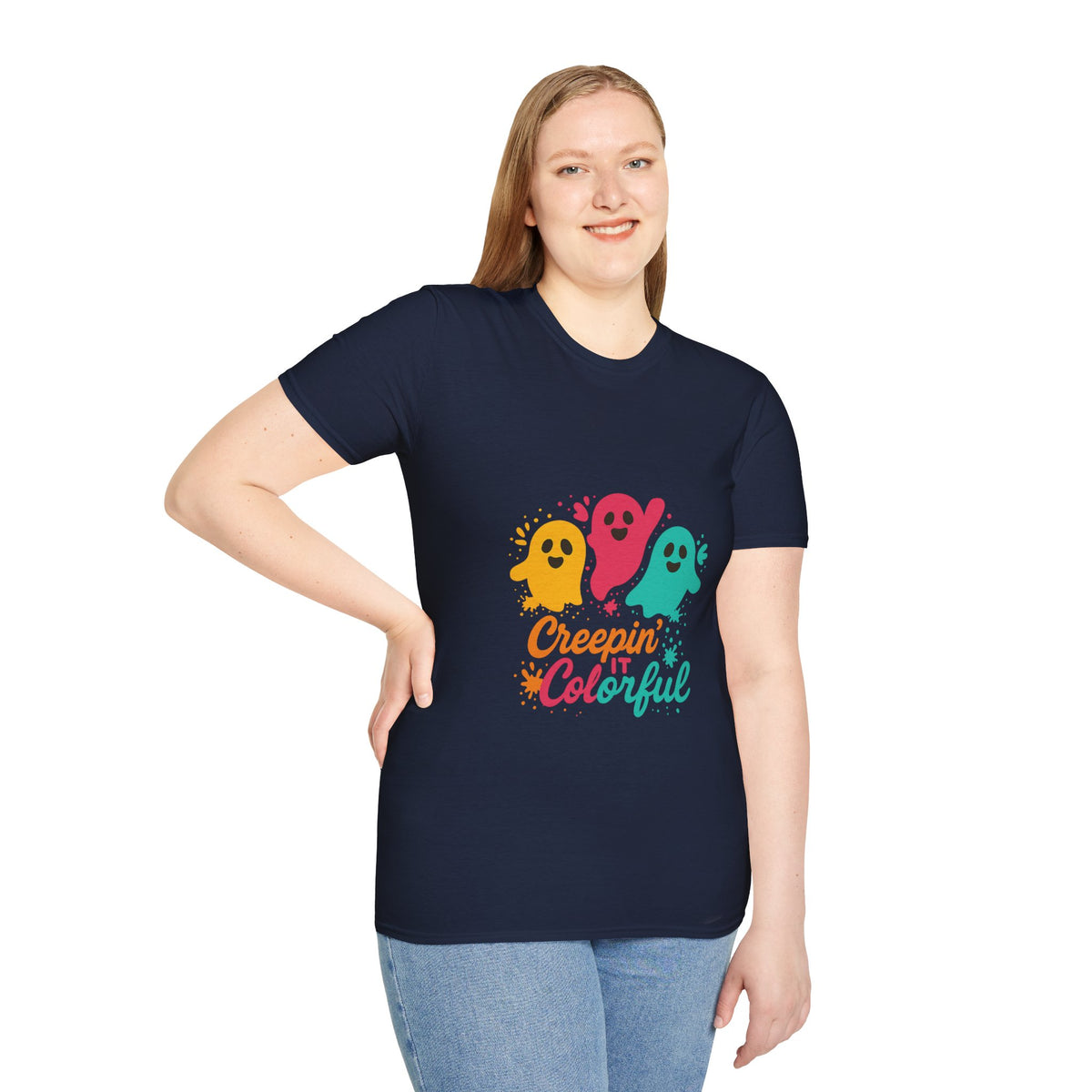Colorful Creepin' Ghosts Tee — Cute Halloween Shirt - Trending Now - October 2026