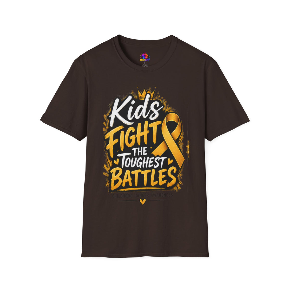 Childhood Cancer Awareness T-Shirt — "Kids Fight the Toughest Battles" Gold Ribbon