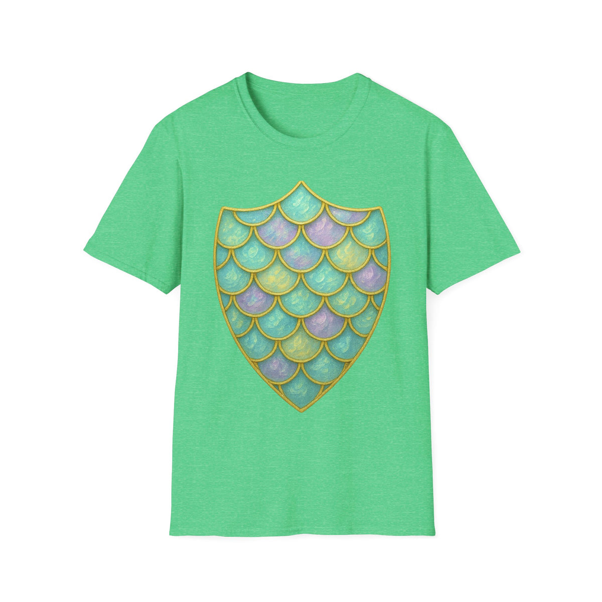 Mermaid Scale Shield T-Shirt — Iridescent Aquamarine Graphic Tee - Trending Now - September 2026
