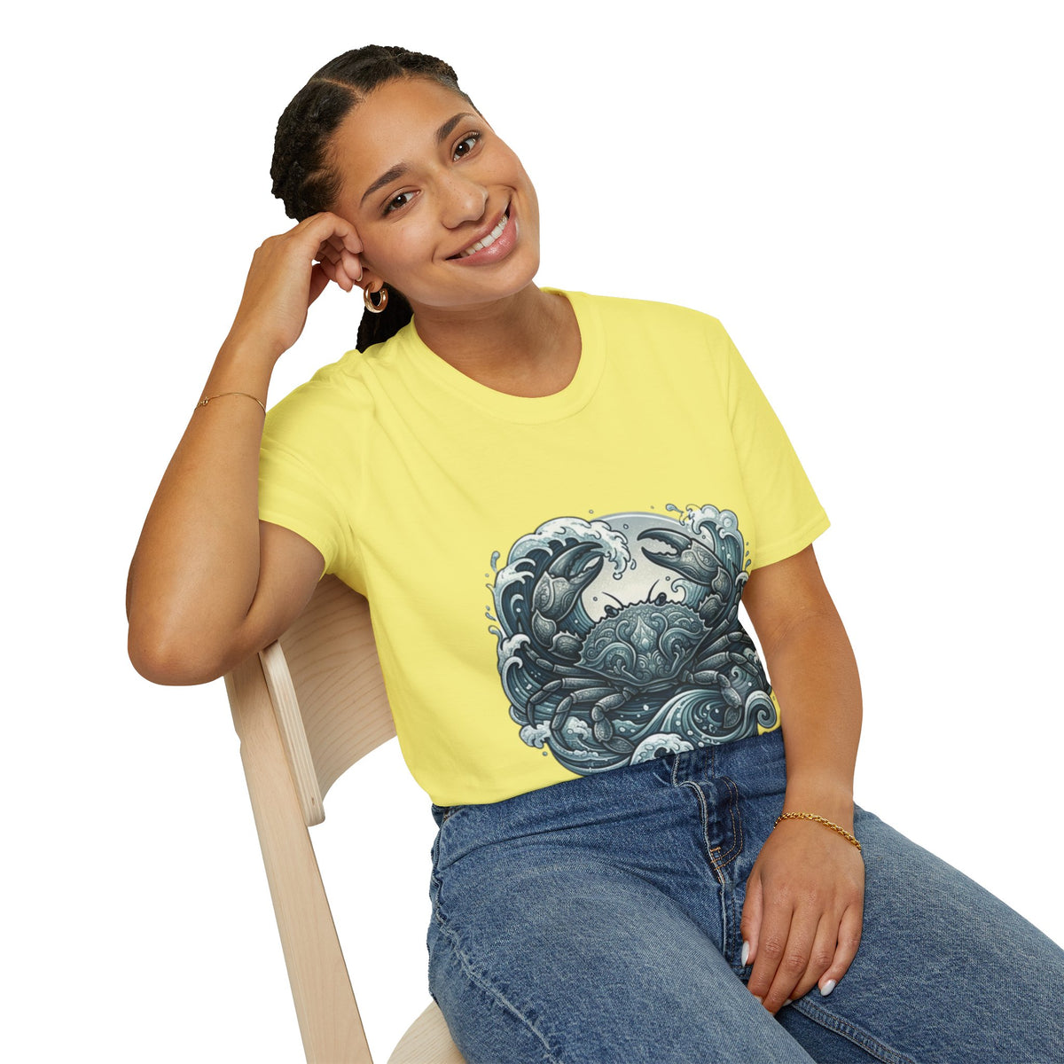 Crab and Waves Graphic T-Shirt — Coastal Oceanic Nautical Tee
