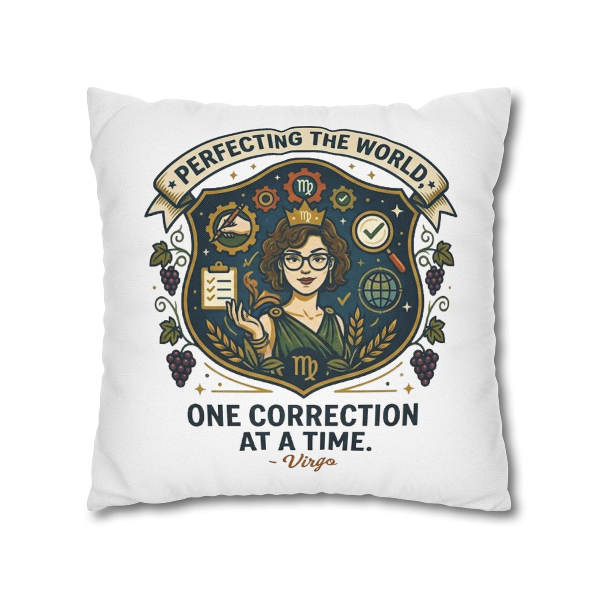 Virgo Pillow Cover pillowcase — "Perfecting the World One Correction at a Time" Decorative Cushion Case