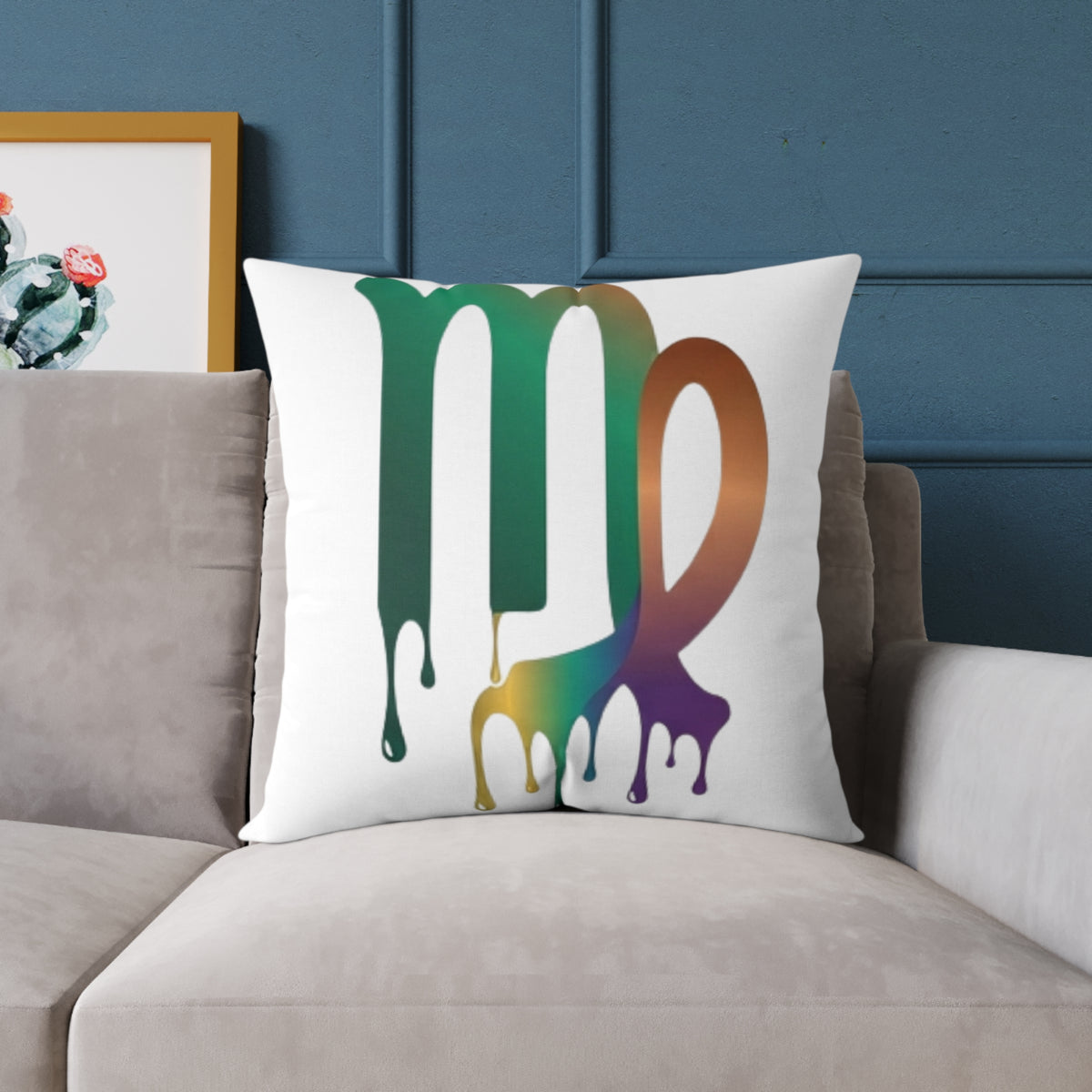 Dripping Virgo Zodiac Square Poly Canvas Pillow