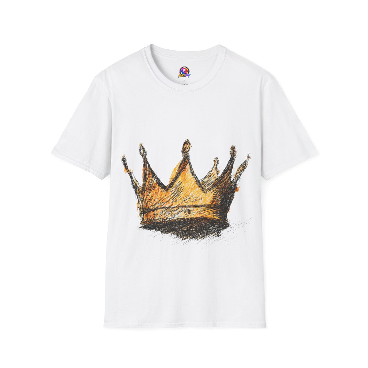 Crowned Sketch T‑Shirt — Hand‑Drawn Gold Crown Graphic Tee