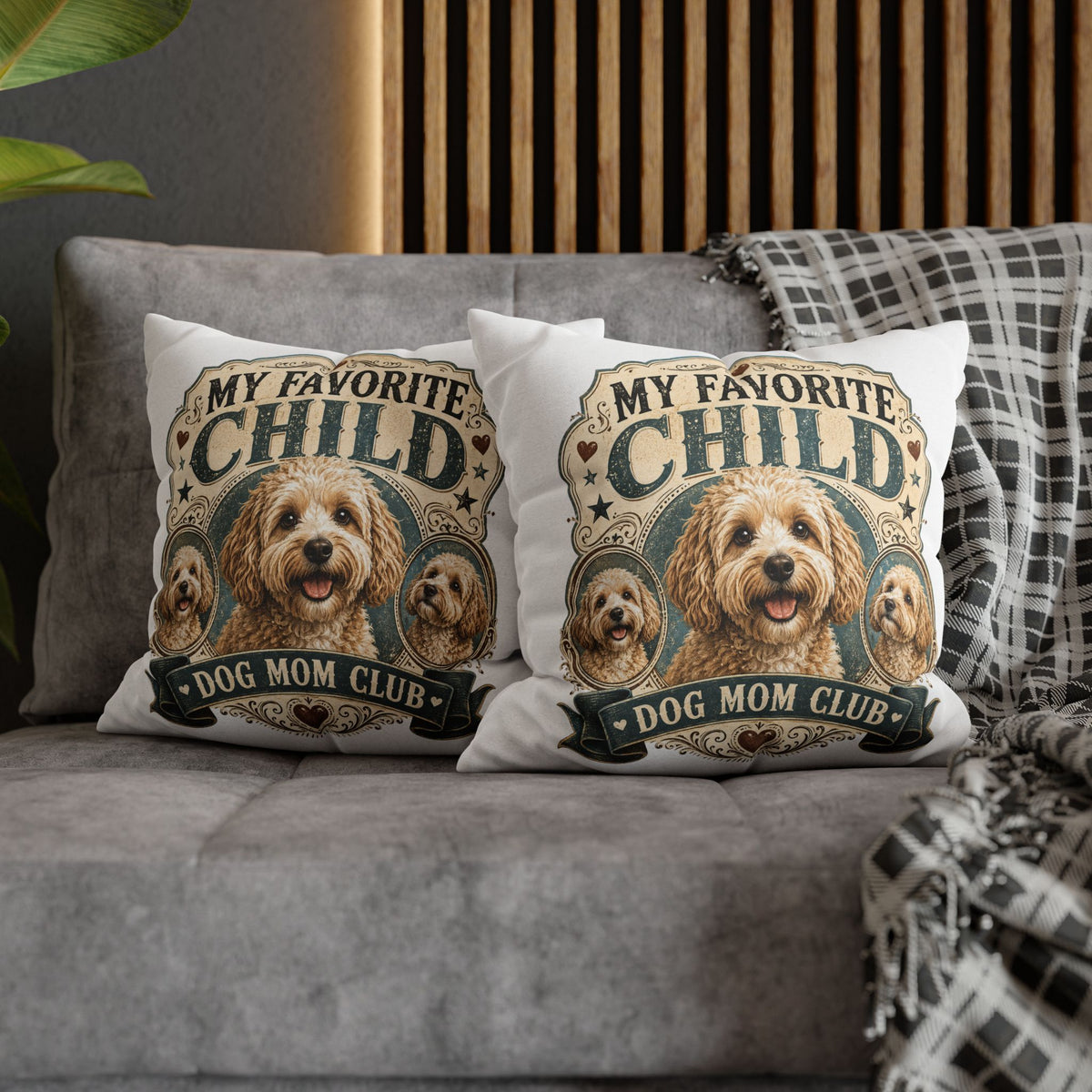 My Favorite Child Dog Mom Club Pillowcase Milo Bailey Dog Dad Mom — Cute Dog Mom Decorative Pillow