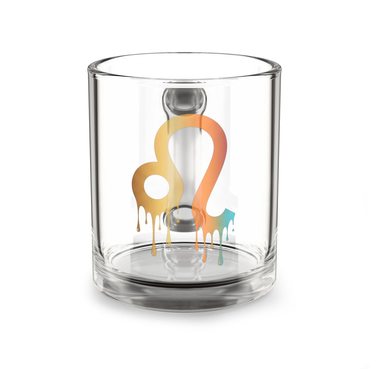 Leo Zodiac Glass Mug — Colorful Drip Horoscope Coffee Cup (10oz)
