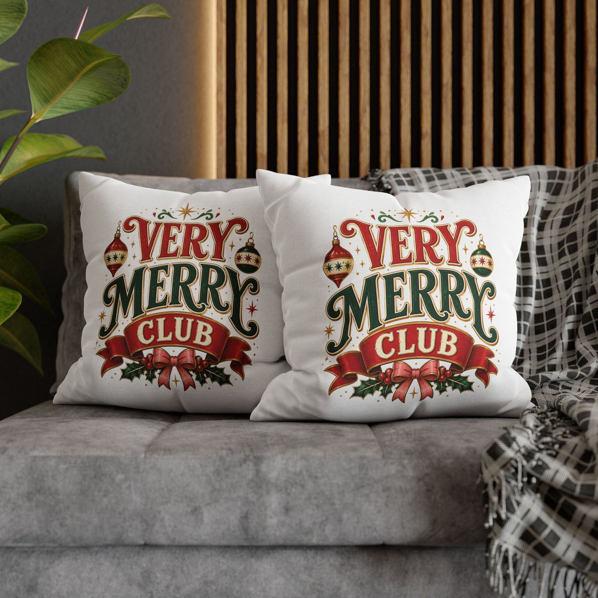 Christmas Very Merry Club Holiday Pillowcase — Christmas Decorative Throw Pillow