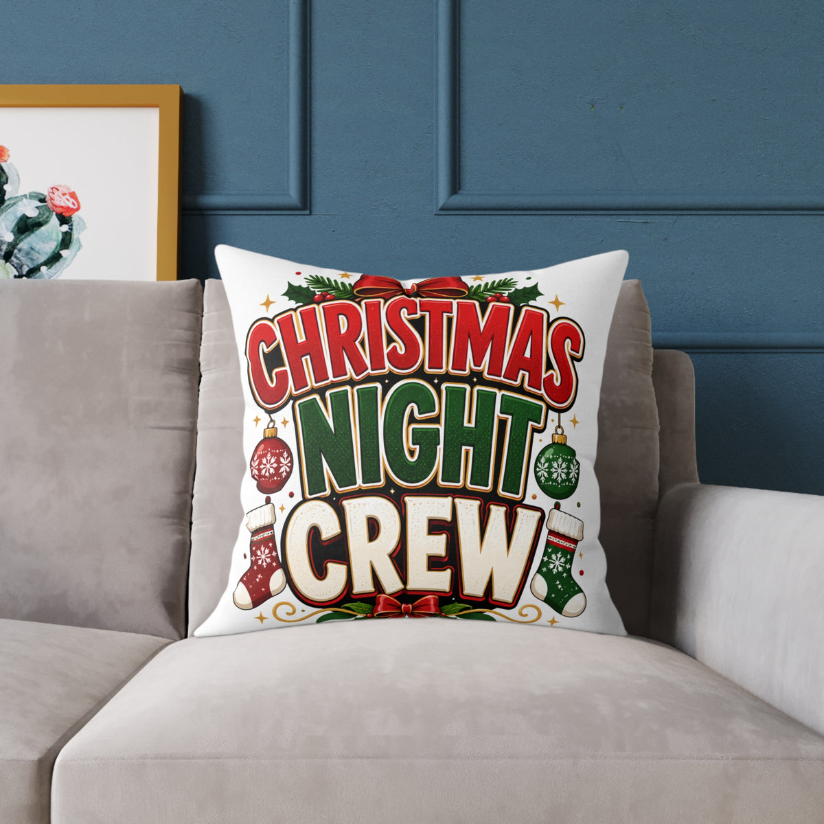 Christmas Night Crew Pillow — Festive Holiday Decorative Throw Pillow