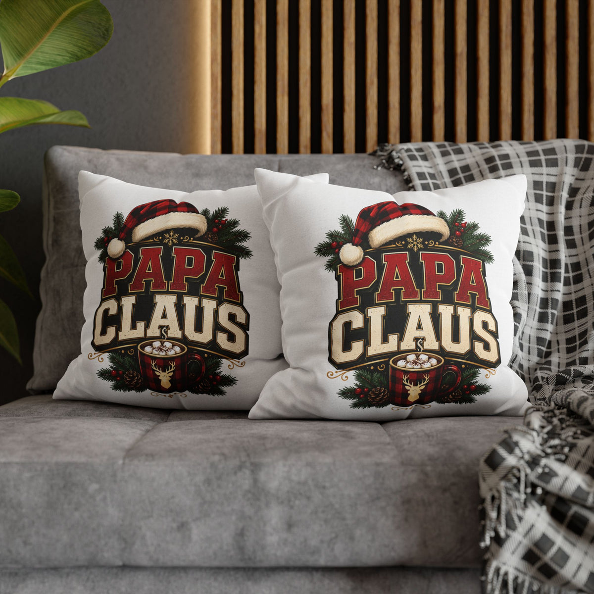 Christmas Papa Claus Holiday Pillowcase — Festive Christmas Cushion Cover for Dad