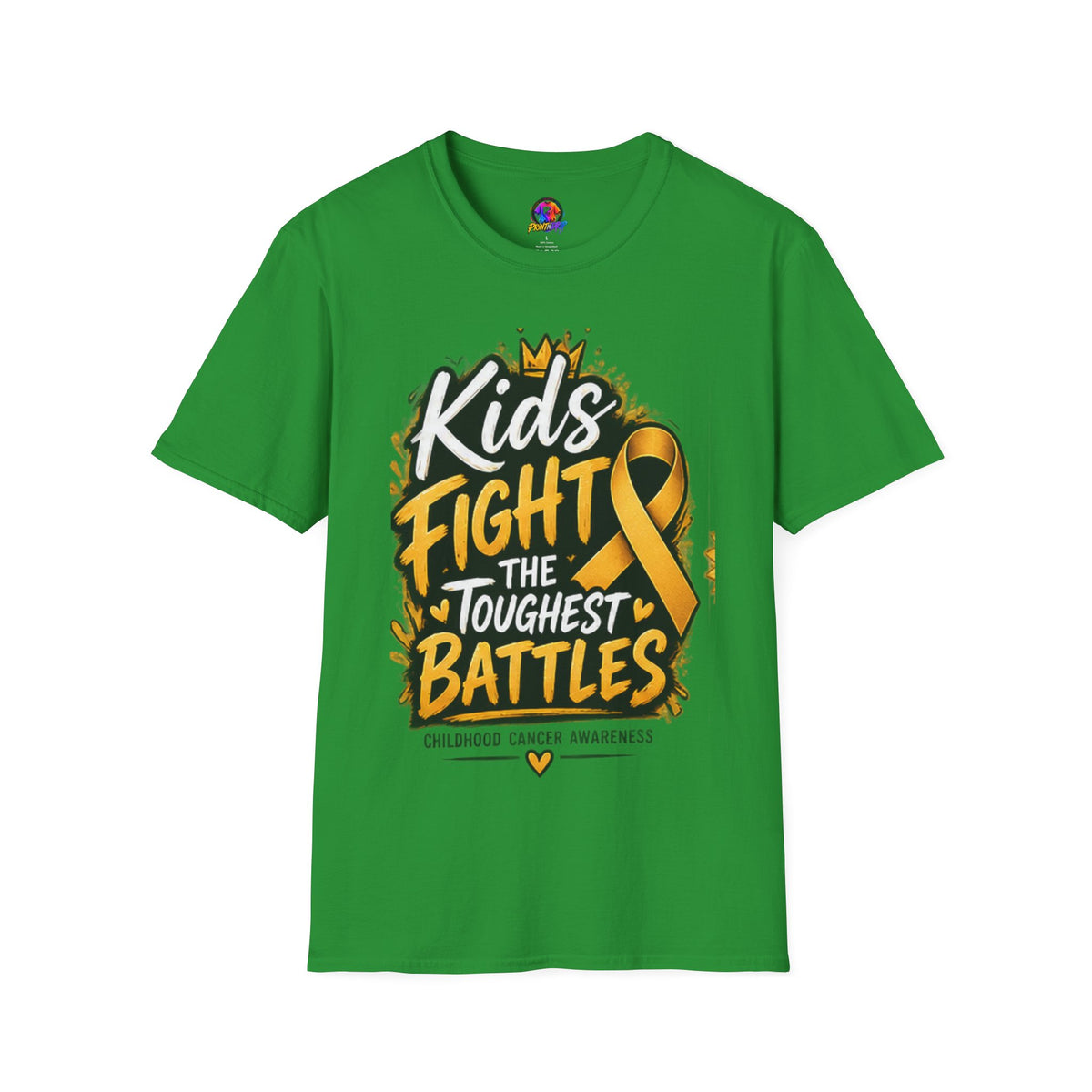 Childhood Cancer Awareness T-Shirt — "Kids Fight the Toughest Battles" Gold Ribbon