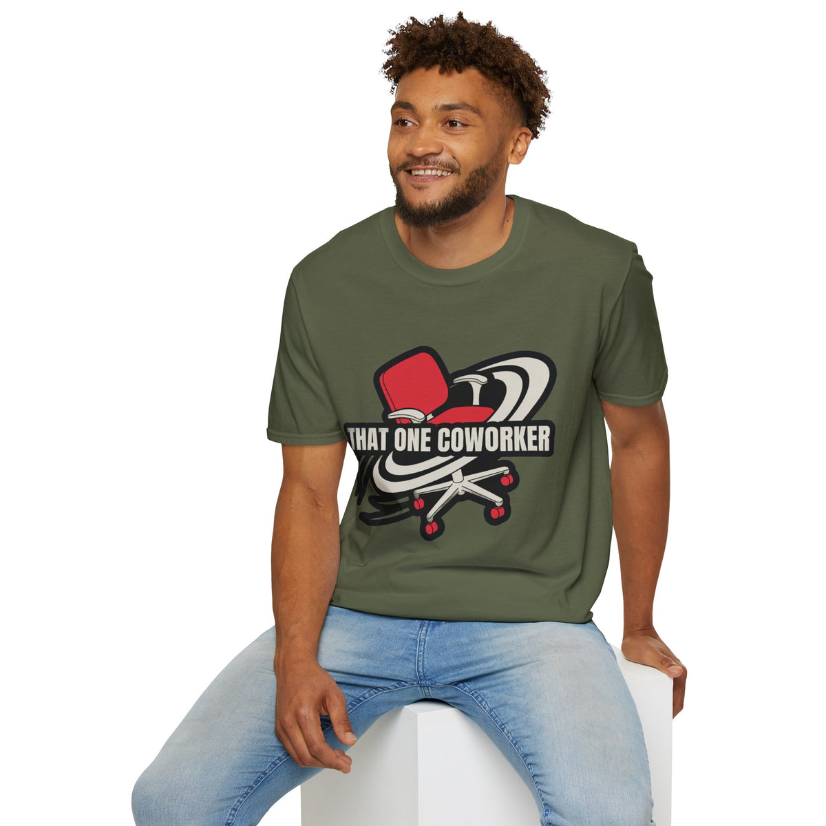 "That One Coworker" Graphic T-Shirt – Funny Office Chair Skateboard Tee - Trending Now - August 2026
