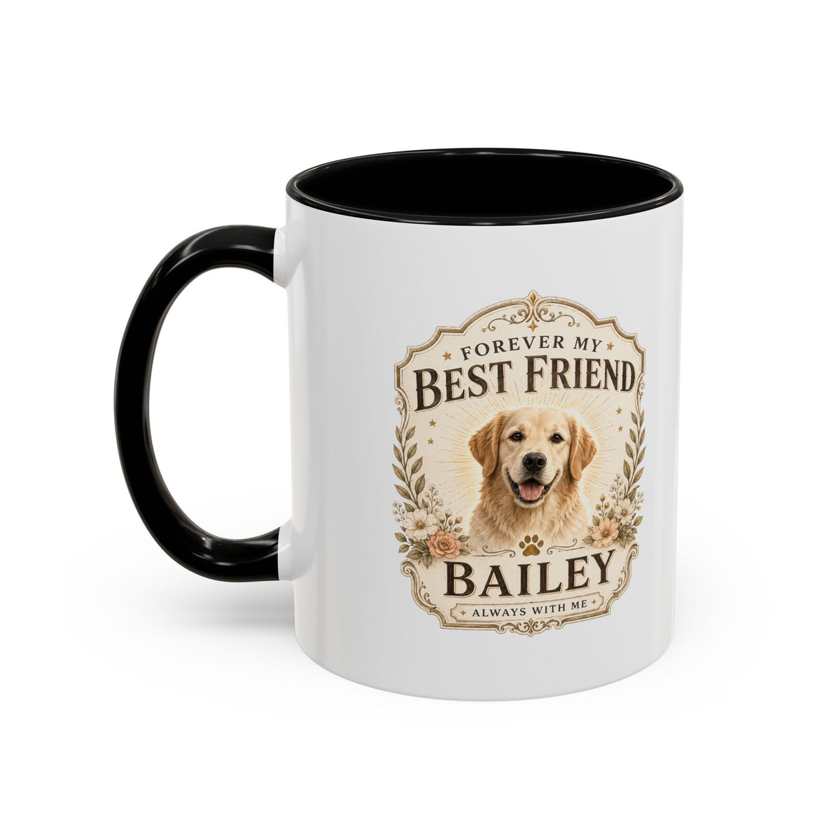 Milo Bailey Dog Dad Mom Forever My Best Friend Dog Coffee Mug — Personalized Pet Name Accent Mug